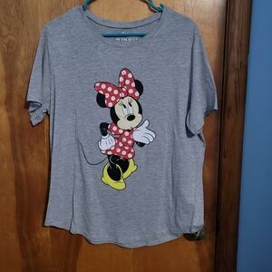 Disney Gray and Red Minnie Mouse Short Sleeve Tee